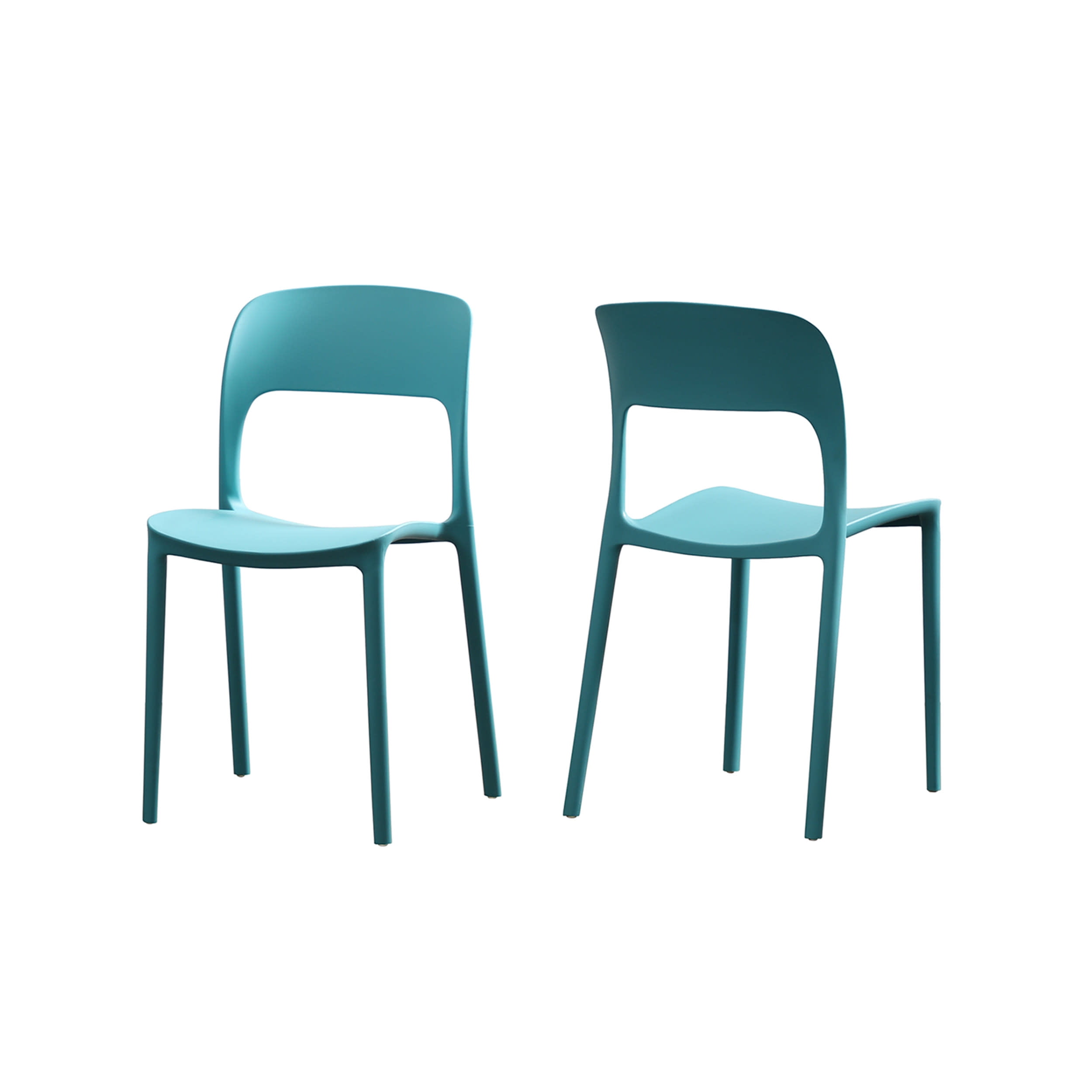 GDF Studio Dean Indoor/Outdoor Stacking Dining Chairs, Set of 2, Teal ...