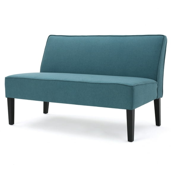 GDF Studio Dean Modern Fabric Loveseat, Dark Teal and Matte Black