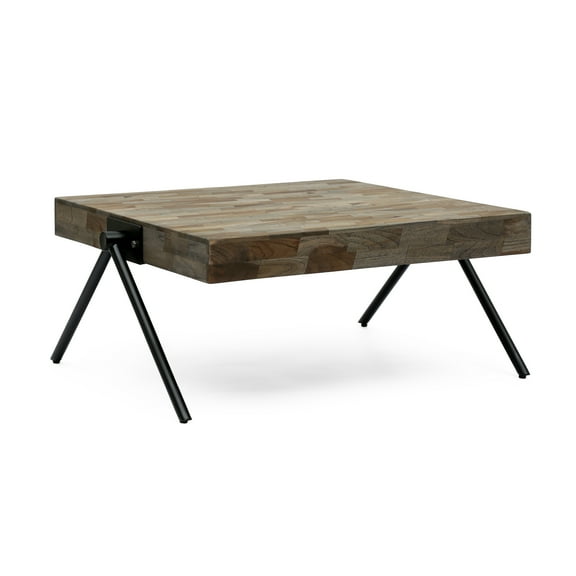 GDF Studio Delliah Modern Industrial Handmade Mango Wood Coffee Table, Gray and Black