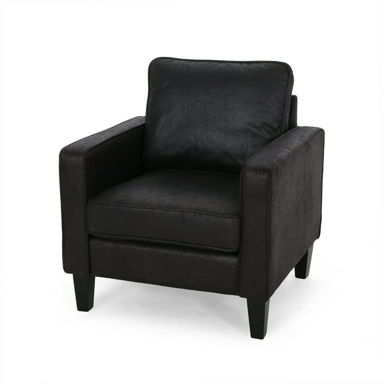 GDF Studio Deloris Contemporary Upholstered Club Chair Black Microfiber and Dark Brown