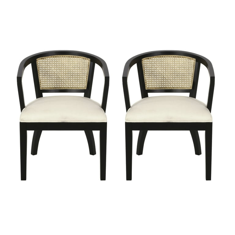 Set Of Two Cream And Brown Upholstered Fabric Side Chairs Set Of Two Cream And Brown Upholstered Fabric Side Chairs