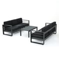 thumbnail image 1 of GDF Studio Dennis Outdoor Grey Aluminum 3 Piece Sofa Set with Dark Gray Water Resistant Cushions, 1 of 15