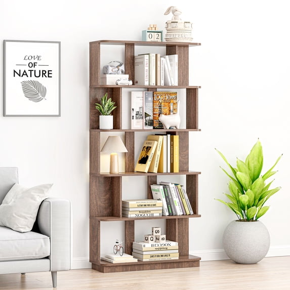 GDF Studio Derwin Modern 5-Tier Open Storage Bookcase, Wooden Media ...