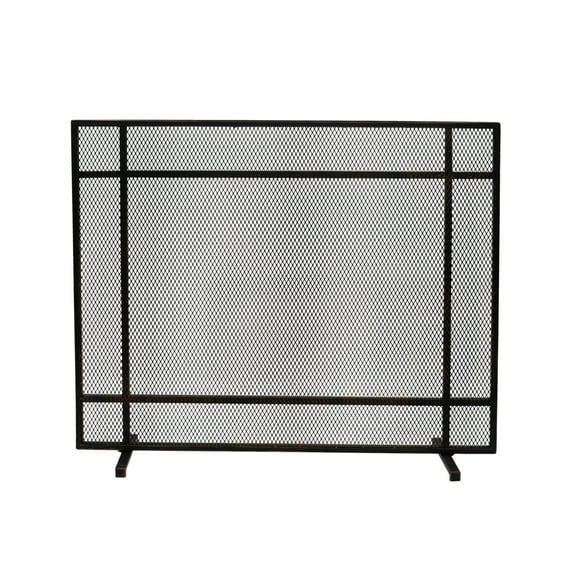 GDF Studio Dickinson Modern Iron Single Panel Fireplace Screen, Black Brushed Gold