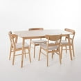 thumbnail image 1 of GDF Studio Dimick Mid Century Modern Fabric Upholstered 5 Piece Dining Set, Light Beige and Oak, 1 of 13