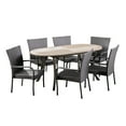 thumbnail image 1 of GDF Studio Dimitra Outdoor Acacia Wood and Wicker 7 Piece Dining Set, Gray, 1 of 13