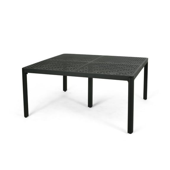 GDF Studio Dinah Outdoor Cast Aluminum Square Dining Table, Antique Matte Black