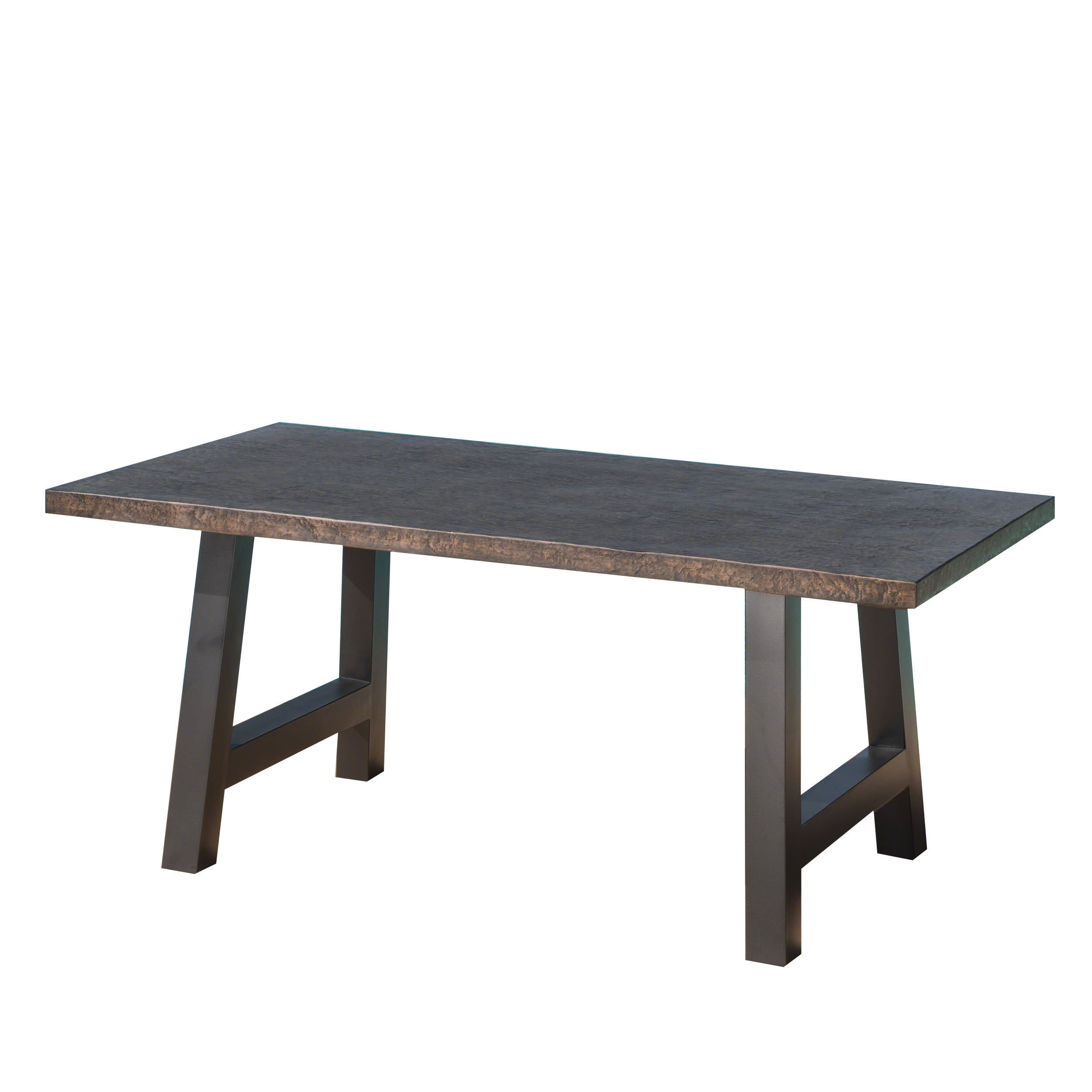 GDF Studio Doris Outdoor Lightweight Concrete Dining Table, Brown Stone