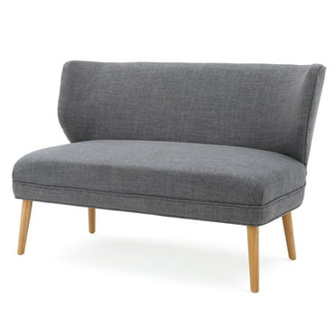 GDF Studio Dumont Mid Century Modern Fabric Settee, Light Gray