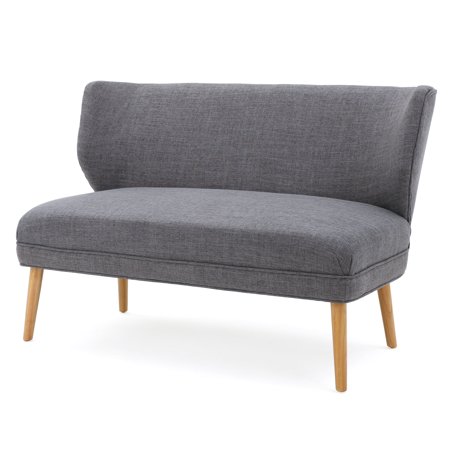 GDF Studio Dumont Mid Century Modern Fabric Settee, Light Gray