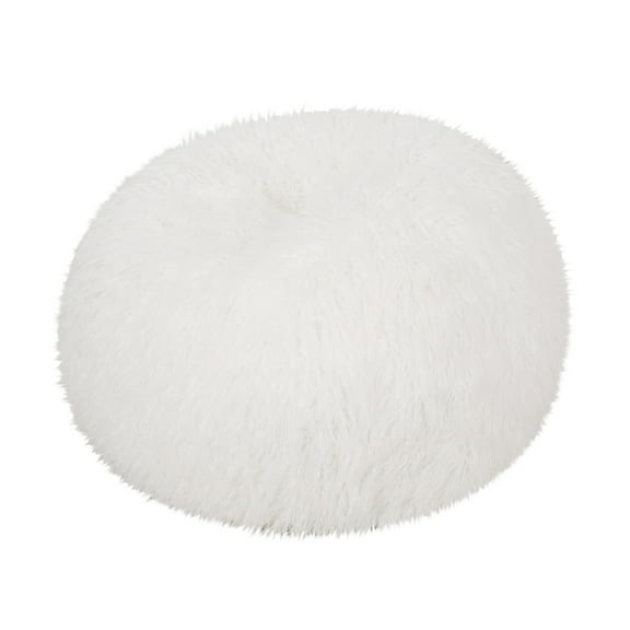 GDF Studio Dundas Modern Glam Faux Fur 3 Foot Bean Bag, White