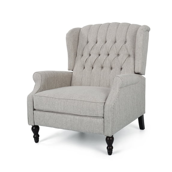 GDF Studio Dunham Contemporary Fabric Tufted Oversized Pushback Recliner, Light Gray and Dark Brown