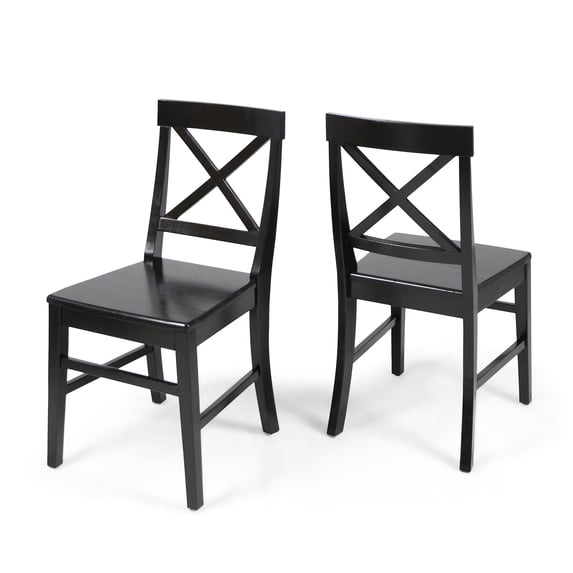 GDF Studio Earnest Farmhouse Acacia Wood Dining Chairs, Set of 2, Black