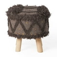 thumbnail image 1 of GDF Studio Edene Boho Handmade Fabric Stool with Metal Accents, Dark Brown, 1 of 6