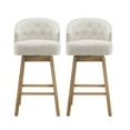 thumbnail image 1 of GDF Studio Elegant 360° Swivel Bar Stools with Button-Tufted Backrest & Solid Wood Frame, Set of 2, Natural+Beige, 1 of 13