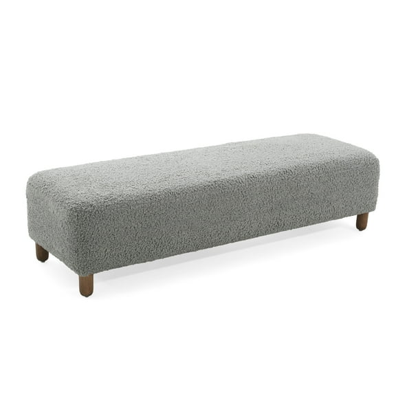 GDF Studio Elegant Upholstered Ottoman with Foam Cushion, Grey