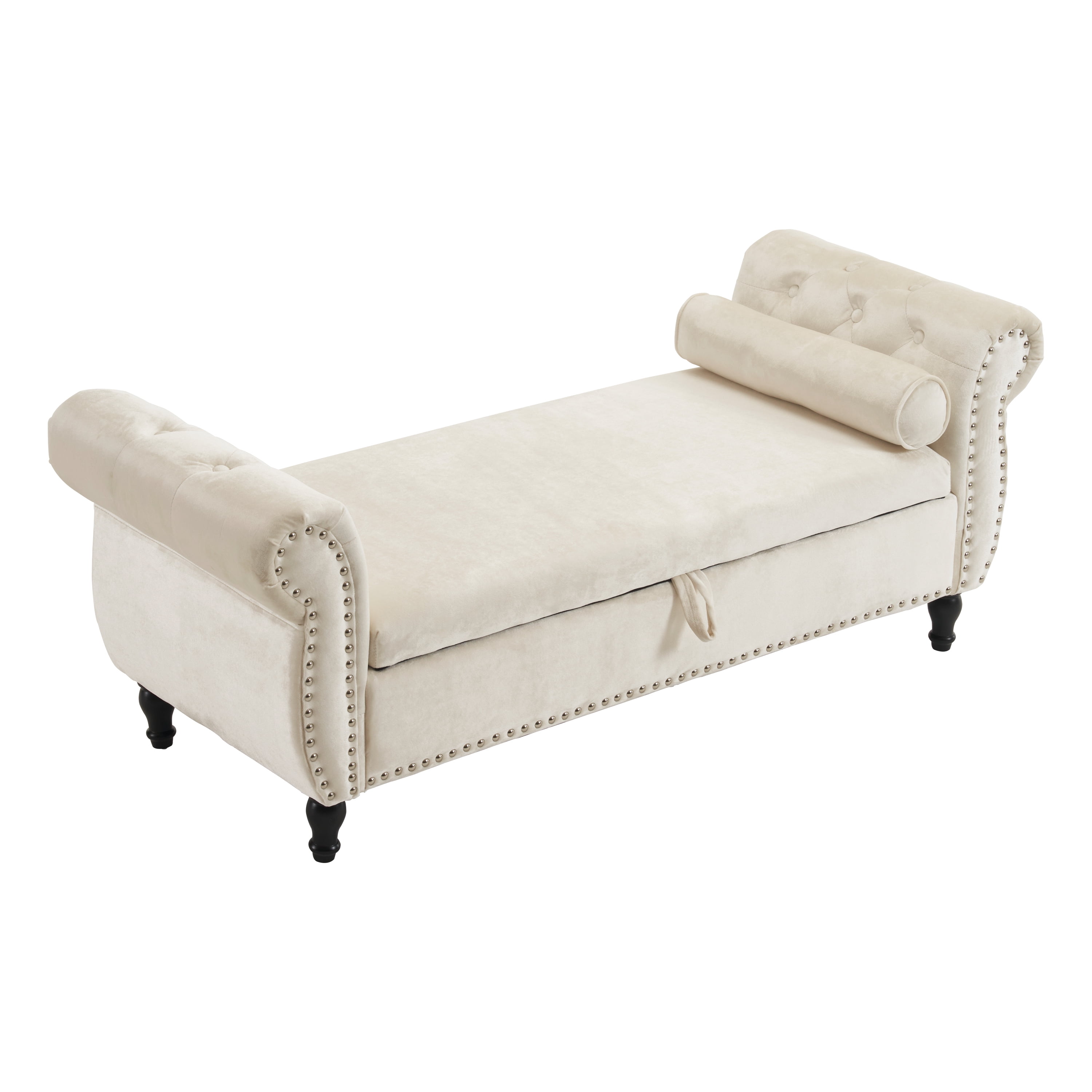 GDF Studio Elegant Velvet Nailhead Trim Storage Ottoman with Pillow ...