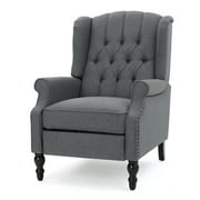 GDF Studio Elizabeth Contemporary Tufted Wingback Pushback Recliner, Charcoal and Dark Brown