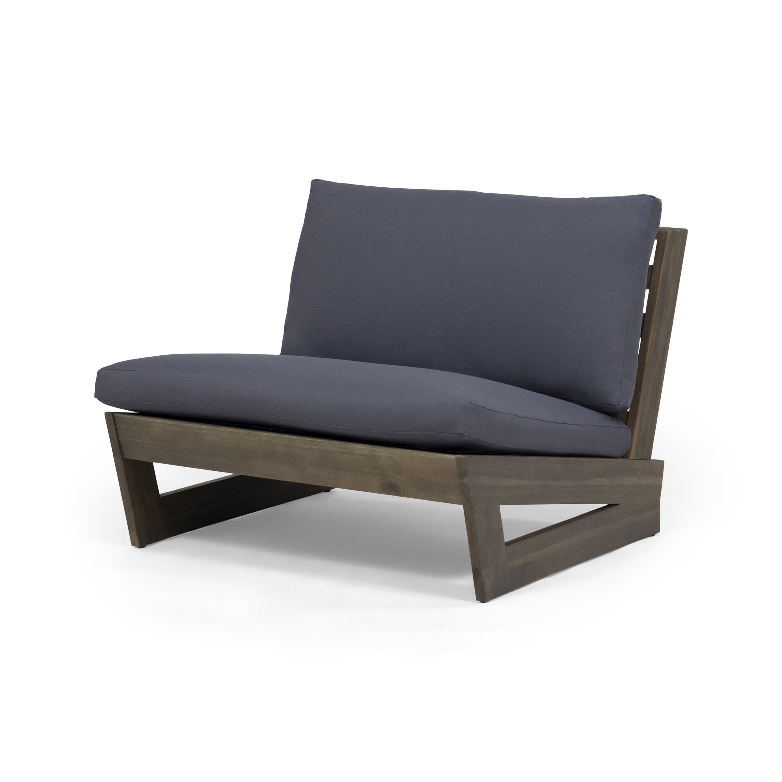 Dark Gray Acacia Wood Club Chair with Foam Cushions