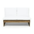 thumbnail image 1 of GDF Studio Elloree Outdoor Acacia Wood Loveseat with Cushions, Teak and White, 1 of 12