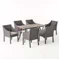 thumbnail image 1 of Temorah Outdoor 7 Piece Wood and Wicker Dining Set Gray and Gray, 1 of 13