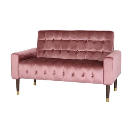 GDF Studio Elysabeth Modern Glam Velvet Tufted Loveseat, Blush and Gold