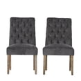 thumbnail image 1 of GDF Studio Emerson Contemporary Tufted Rolltop Dining Chairs, Set of 2, Dark Gray Fabric and Matte Black, 1 of 8