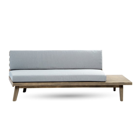 GDF Studio Emmory Indoor Acacia Wood Right Sided Sofa with Cushions, Gray