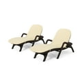thumbnail image 1 of GDF Studio Ethan Outdoor Faux Wicker Adjustable Chaise Lounges with Cushion, Set of 2, Dark Brown and Beige, 1 of 14