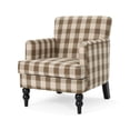 thumbnail image 1 of GDF Studio Eve Contemporary Fabric Upholstered Club Chair with Nailhead Trim, Brown Checkerboard, 1 of 6