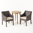 thumbnail image 1 of GDF Studio Everest Outdoor Acacia Wood and Wicker 3 Piece Bistro Set, Beige, Multibrown, and Teak, 1 of 12