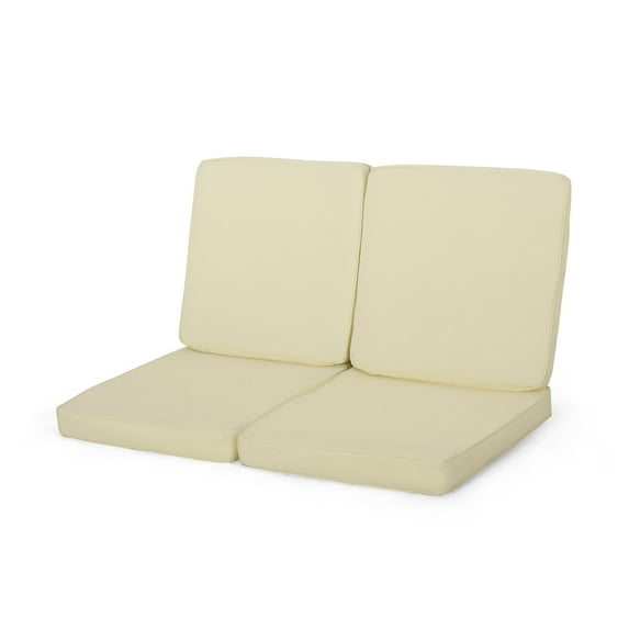 GDF Studio Eydan Outdoor Water Resistant Fabric Club Chair Cushions, Set of 2, Cream