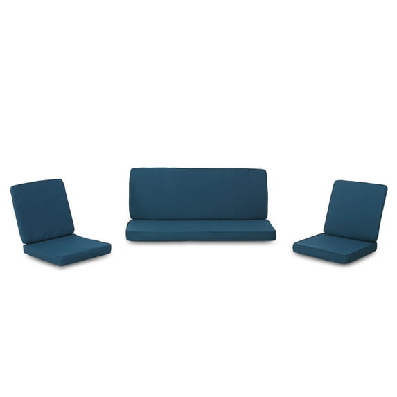 GDF Studio Eydan Outdoor Water Resistant Fabric Loveseat and Club Chair Cushions, Dark Teal