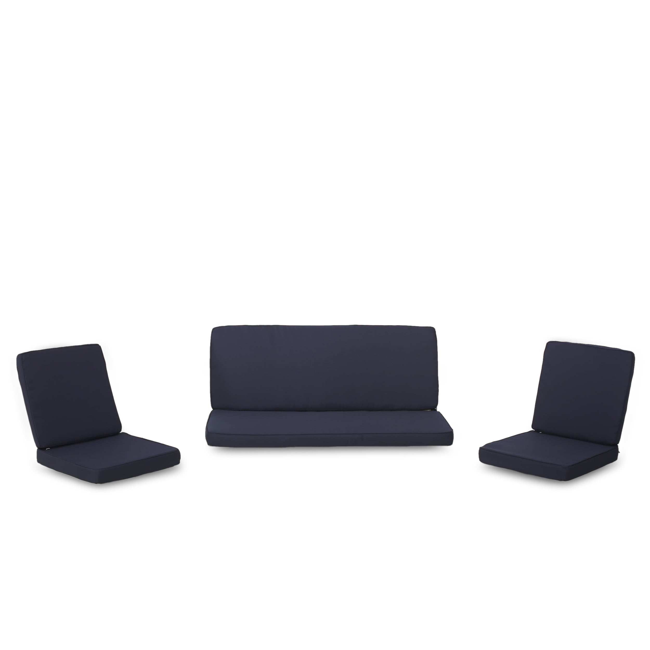 GDF Studio Eydan Outdoor Water Resistant Fabric Loveseat and Club Chair Cushions, Navy Blue
