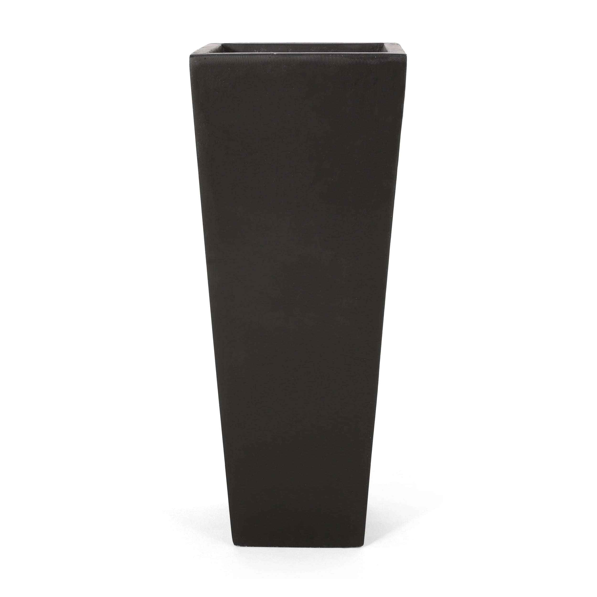 GDF Studio Fardeen Outdoor Modern Cast Stone Planter, Black Large