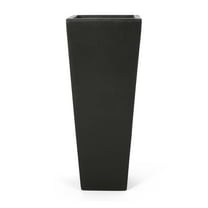 GDF Studio Fardeen Outdoor Modern Cast Stone Planter, Black Large
