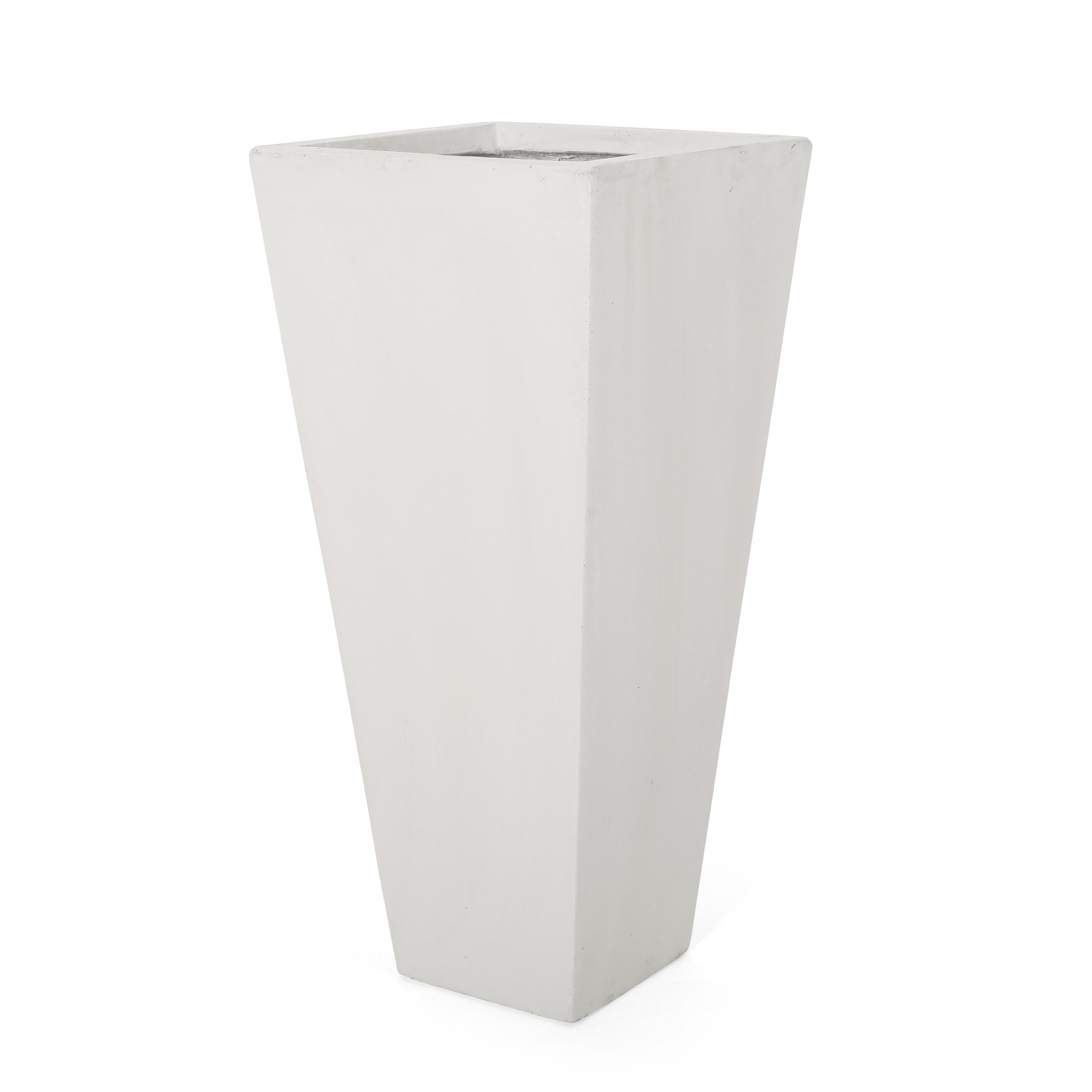 GDF Studio Fardeen Outdoor Modern Cast Stone Planter, White Medium