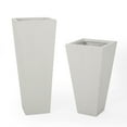 thumbnail image 1 of GDF Studio Fardeen Outdoor Modern Large and Small Cast Stone Planter Set, White, 1 of 9