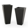 thumbnail image 1 of GDF Studio Fardeen Outdoor Modern Medium and Small Cast Stone Planter Set, Black, 1 of 9