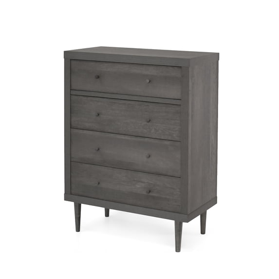 GDF Studio Farhart Mid Century Modern 4 Drawer Dresser, Gray Maple