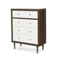 thumbnail image 1 of GDF Studio Farhart Mid Century Modern 4 Drawer Dresser, Walnut and White, 1 of 9