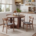 thumbnail image 1 of GDF Studio Farmhouse 5-Piece Dining Set, 48" Round Table with 4 Upholstered Chairs, Solid Wood Frame, Dark Grey+Walnut, 1 of 9