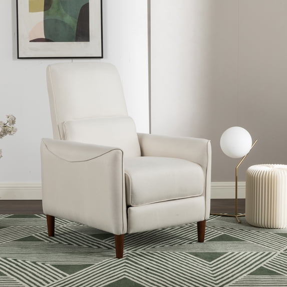 GDF Studio Fatigue-Reliever Recliner Chair with Rubber Wood Legs & Adjustable Footrest, Beige