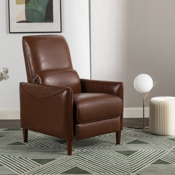 GDF Studio Fatigue-Reliever Recliner Chair with Rubber Wood Legs & Adjustable Footrest, Cognac
