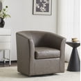 thumbnail image 1 of GDF Studio Faux Leather Swivel Barrel Chair, 360-Degree Rotation, Iron Frame Club Chair with Tub Design, Dark Brown, 1 of 7
