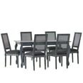 thumbnail image 1 of GDF Studio Fernleaf French Country Fabric Upholstered Wood and Cane Expandable 7 Piece Dining Set, Gray and Black, 1 of 14