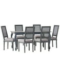 thumbnail image 1 of GDF Studio Fernleaf French Country Fabric Upholstered Wood and Cane Expandable 7 Piece Dining Set, Gray, 1 of 13