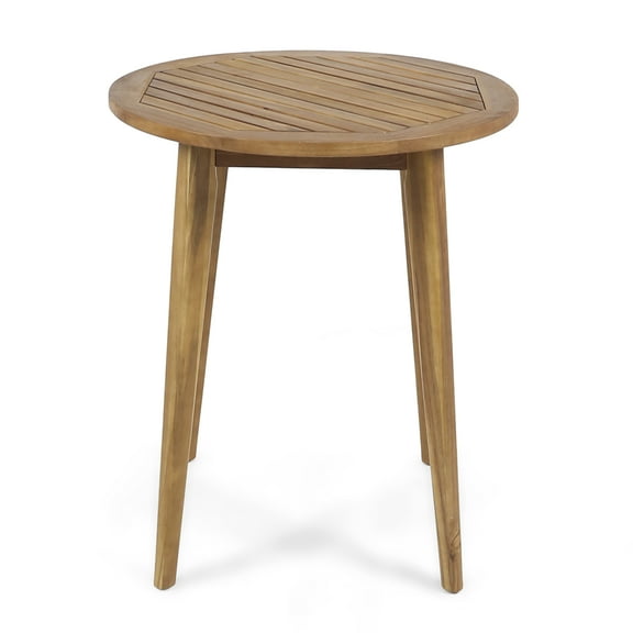 GDF Studio Ferris Outdoor Acacia Wood Circular Bistro Table, Teak