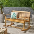 thumbnail image 1 of GDF Studio Fessenden Indoor/Outdoor Rustic Acacia Wood Rocking Bench, Natural, 1 of 6