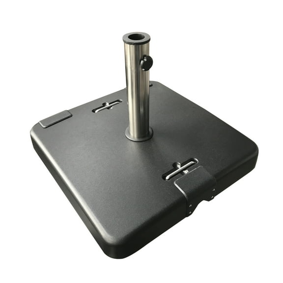GDF Studio Figi Outdoor 119lb Concrete and Stainless Steel Square Umbrella Base, Black